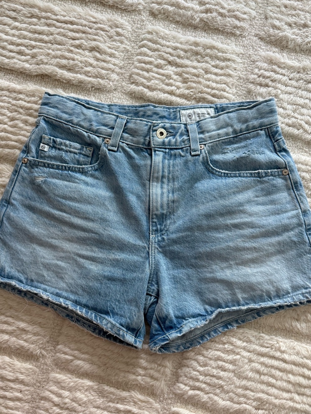 AG Denim Halle Light Wash Denim Shorts, 26